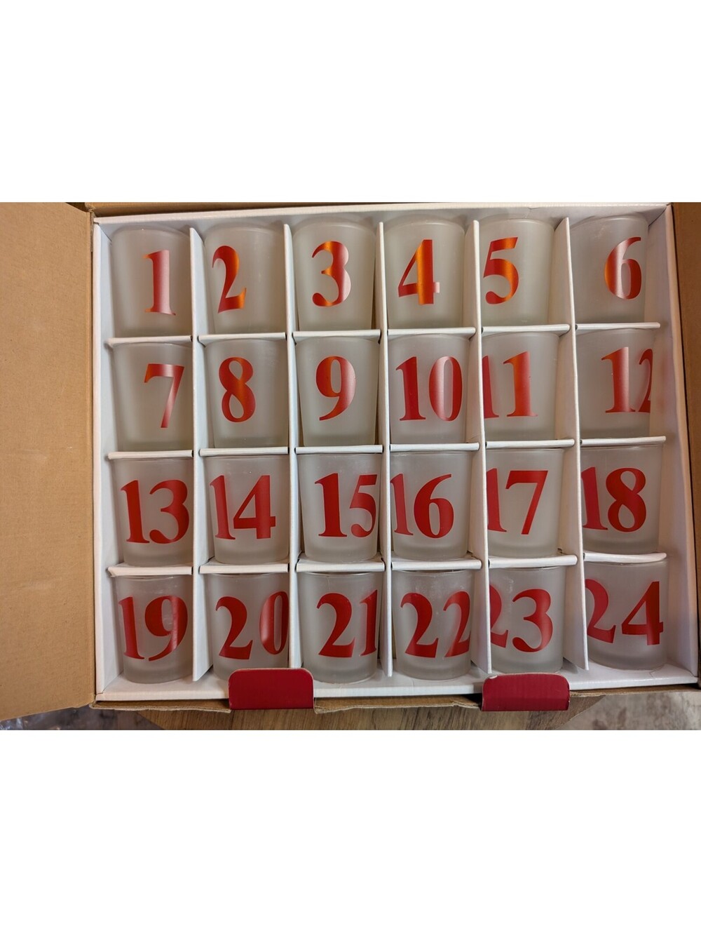 Pottery Barn Advent Votive Candle Holder Set 24 Frosted Glass Christmas Decor